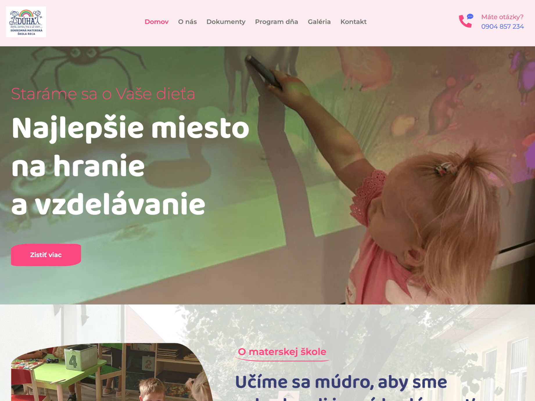 náhľad webu súkromnej materskej školy Dúha